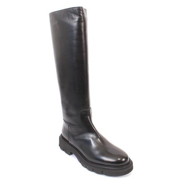 Luca Grossi 234n Black Leather Zip-Up Knee High Platform Boots - Picture 1 of 8